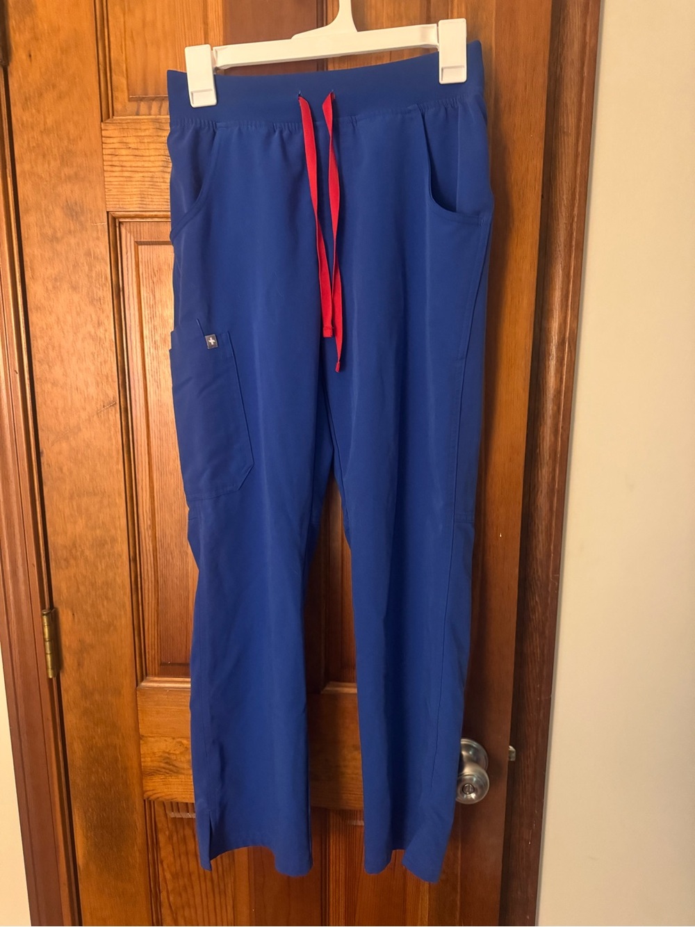 Figs Royal Blue Jogger Pants with Red Drawstring